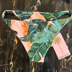 MUMU Barbie Tropical Leaf Print Bikini Bottom NWT 2018 Mattel Cheeky